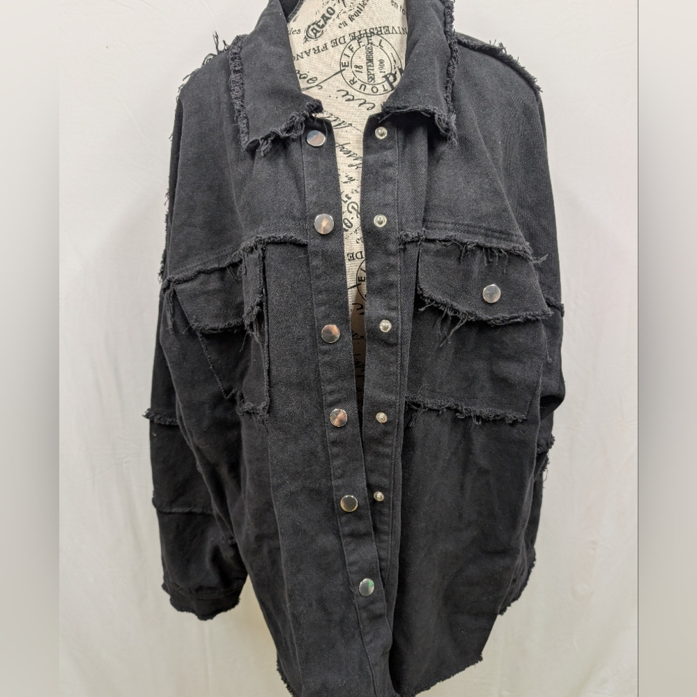 Black Distressed Denim Jacket